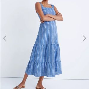 Madewell Embroidered Button-Back Tiered Sundress